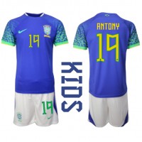Brazil Antony #19 Gostujuci Dres za djecu SP 2022 Kratak Rukav (+ Kratke hlače)